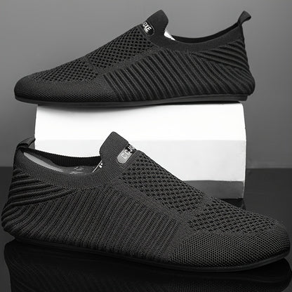 Men's Solid Color Slip On Breathable Sock Shoes