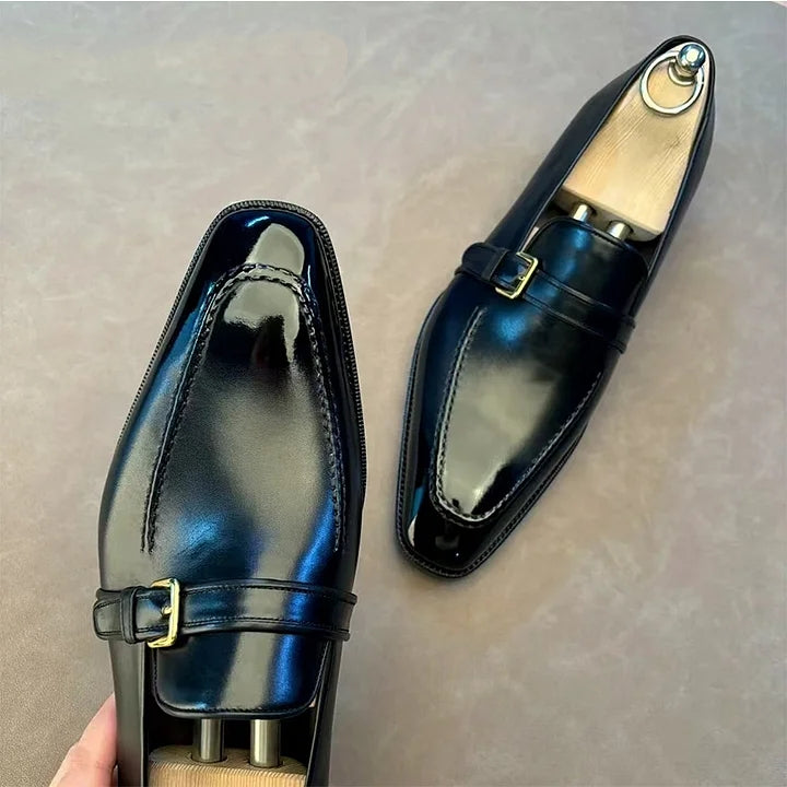 Prenium Calf Skin Buckle Dress Shoes For Men