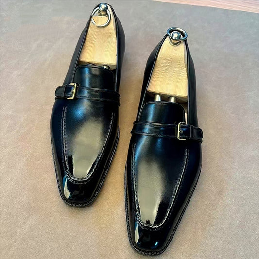 Prenium Calf Skin Buckle Dress Shoes For Men