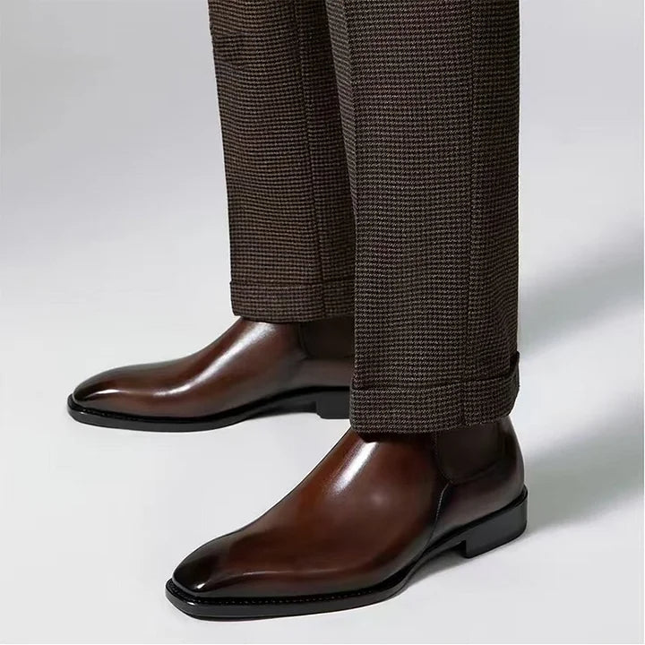German Calf-Skin Dress Boots/Chelsea Boots For Men