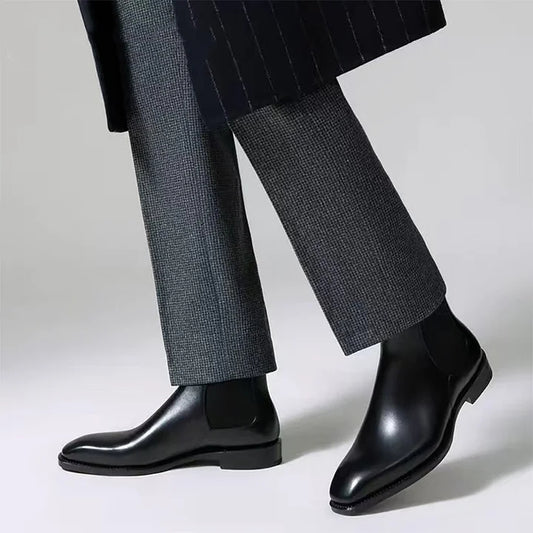 German Calf-Skin Dress Boots/Chelsea Boots For Men