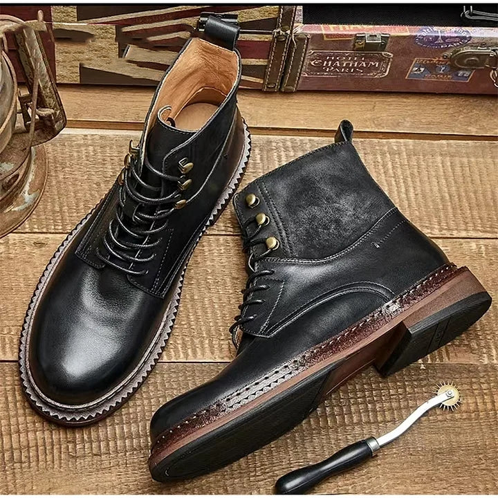 Retro-Style Cowhide Martin Boots For Men