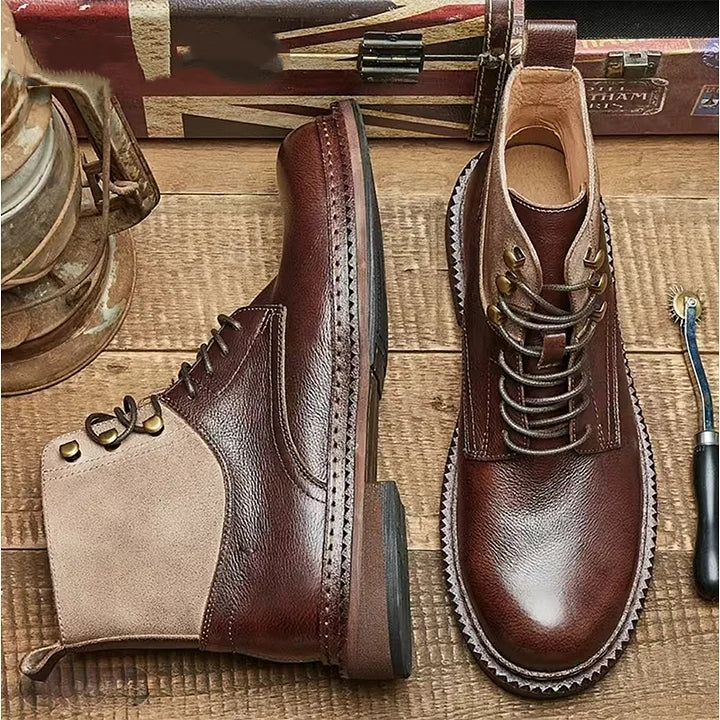 Retro-Style Cowhide Martin Boots For Men
