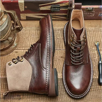 Retro-Style Cowhide Martin Boots For Men