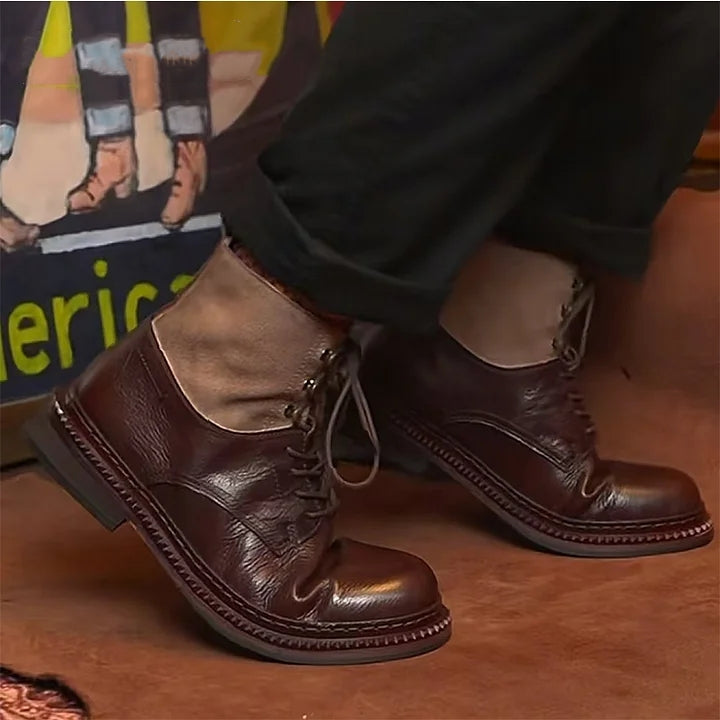 Retro-Style Cowhide Martin Boots For Men