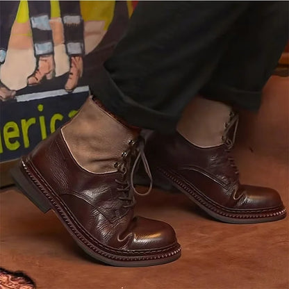 Retro-Style Cowhide Martin Boots For Men