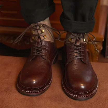 Retro-Style Cowhide Martin Boots For Men
