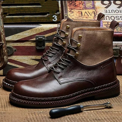 Retro-Style Cowhide Martin Boots For Men