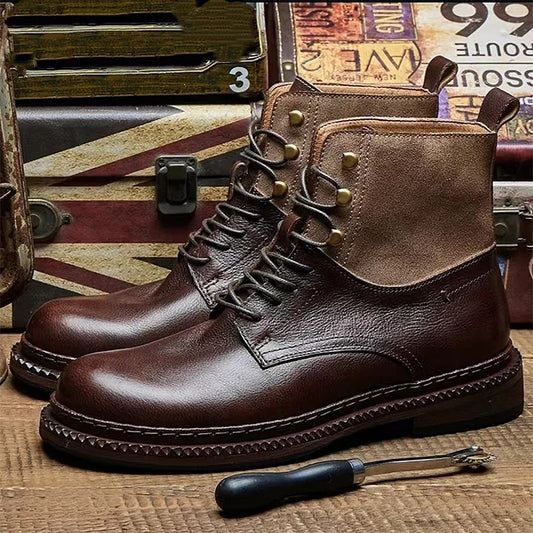 Retro-Style Cowhide Martin Boots For Men