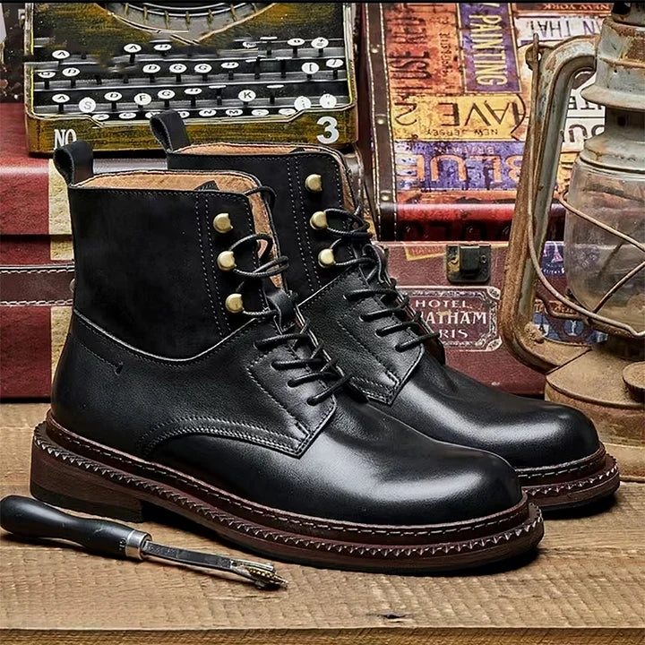 Retro-Style Cowhide Martin Boots For Men
