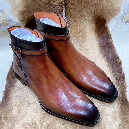 Italian Calf Skin Dress Boots/Chelsea Boots For Men