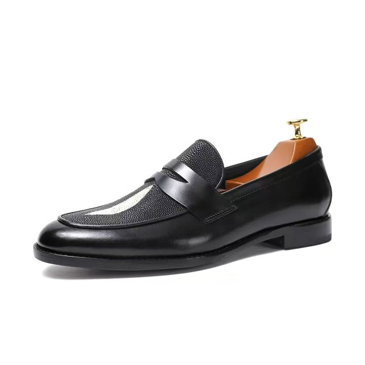 Pearl Fish Skin Leather Business Loafers