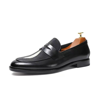 Pearl Fish Skin Leather Business Loafers