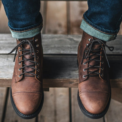 Matte Rugged & Resilient Leather Lace Up Boots