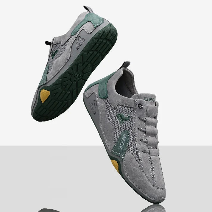 Leather Perforated Mesh Casual Shoes