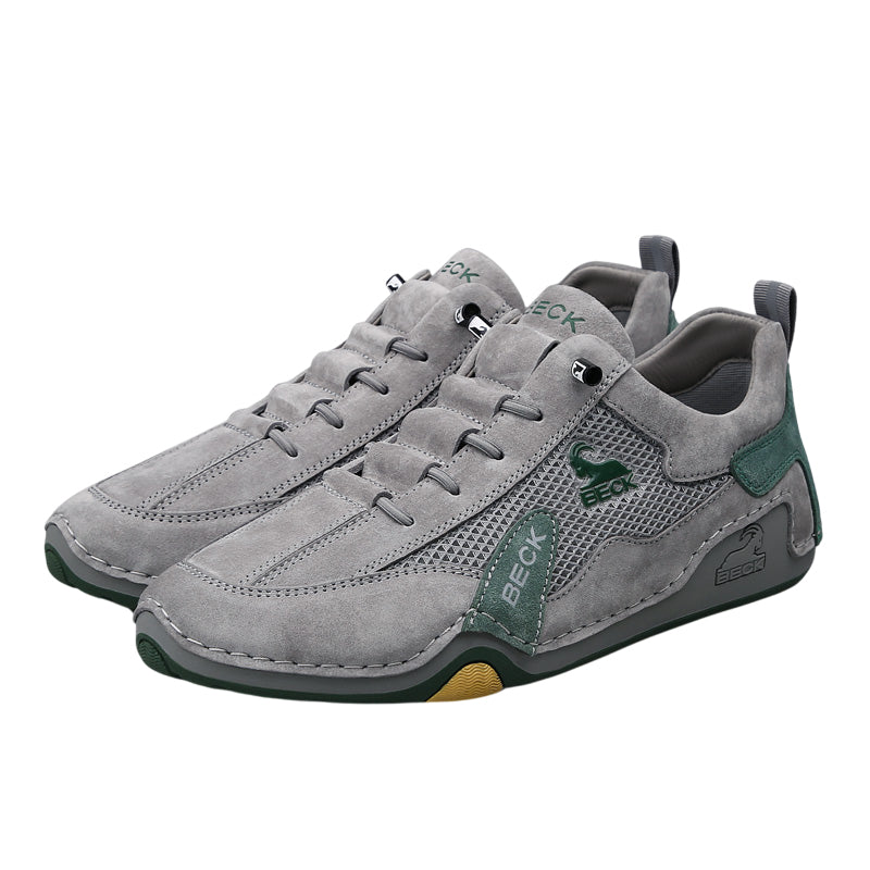 Leather Perforated Mesh Casual Shoes