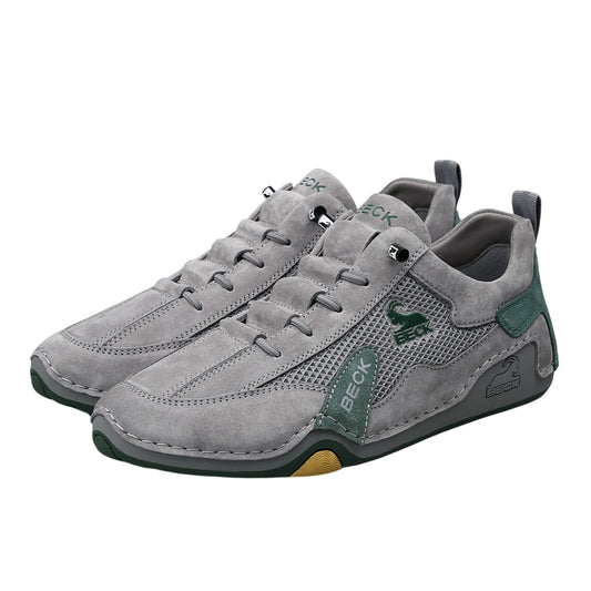 Leather Perforated Mesh Casual Shoes