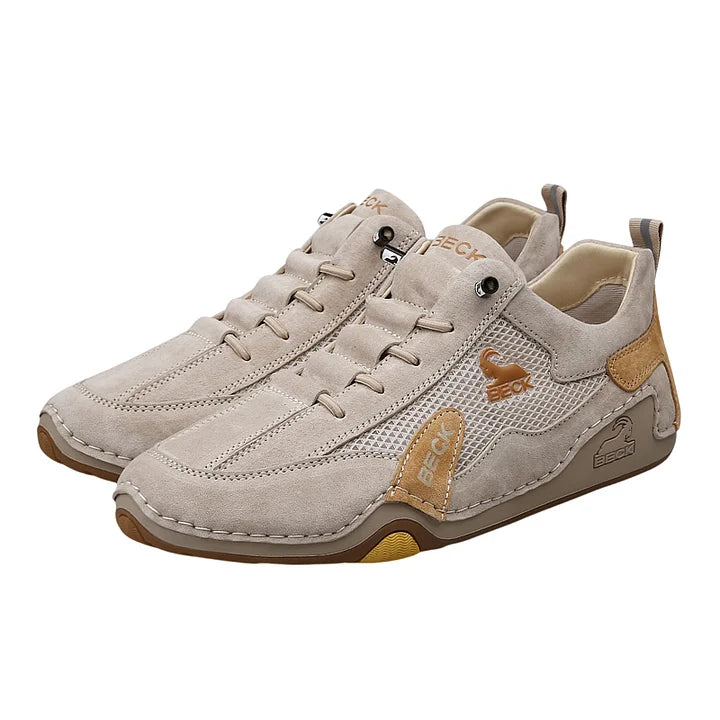 Leather Perforated Mesh Casual Shoes