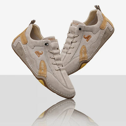 Leather Perforated Mesh Casual Shoes