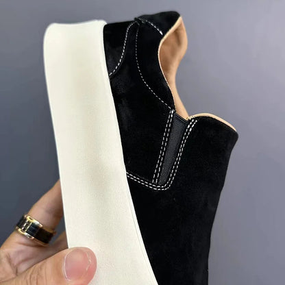Handmade Retro Cowhide Suede Leather Casual Loafers