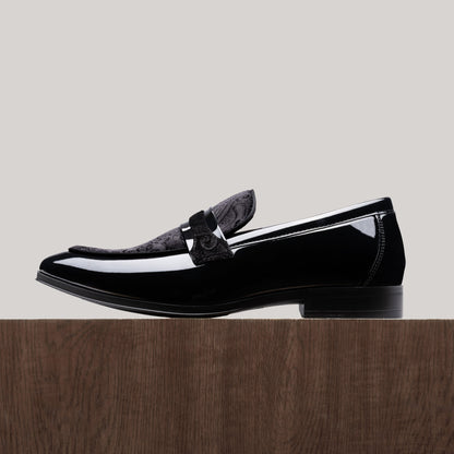 Men's Tuxedo Patent Loafers Classic Velvet Slip-on Dress Shoes