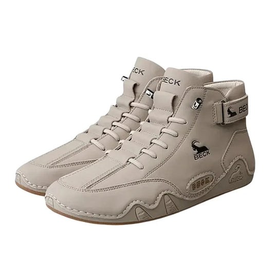 Leather Non-slip Soft Sole Daily Casual High-top Sneakers
