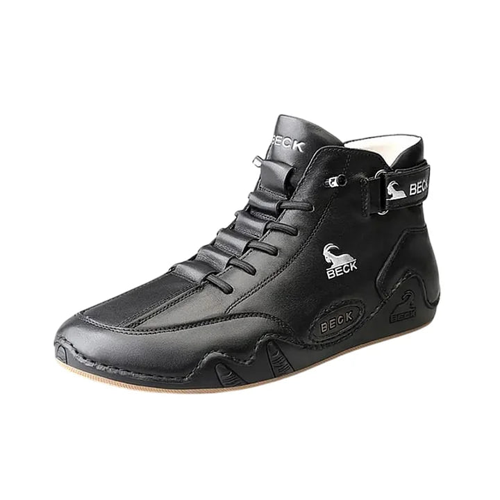 Leather Non-slip Soft Sole Daily Casual High-top Sneakers
