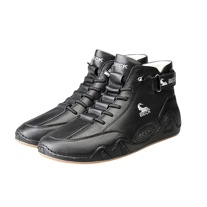 Leather Non-slip Soft Sole Daily Casual High-top Sneakers