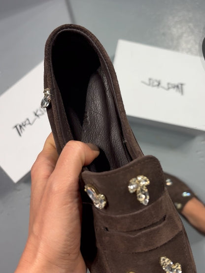 Women's Suede Rhinestone Loafers