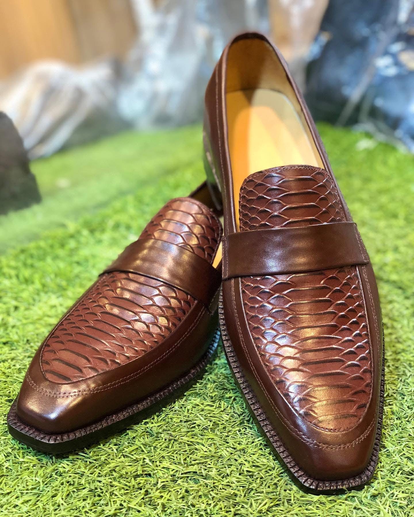 Handmade Python Genuine Leather Loafers