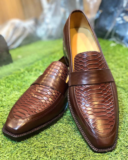 Handmade Python Genuine Leather Loafers