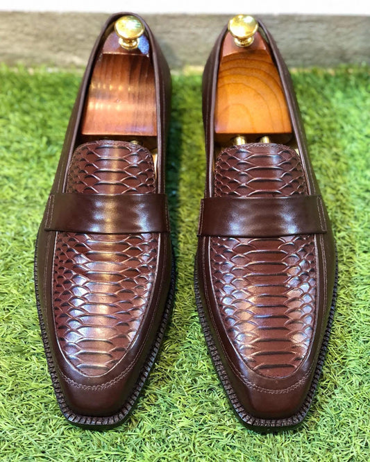 Handmade Python Genuine Leather Loafers