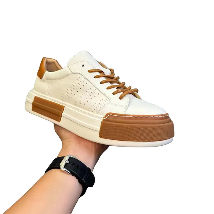 Retro Hollow Leather Sneakers