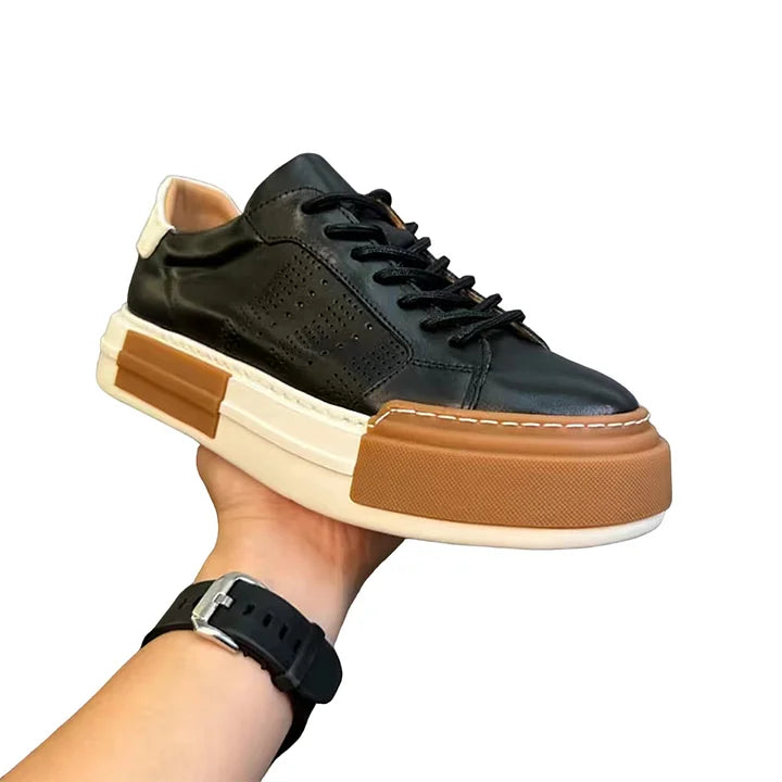 Retro Hollow Leather Sneakers