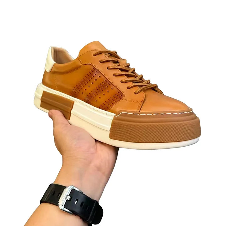 Retro Hollow Leather Sneakers
