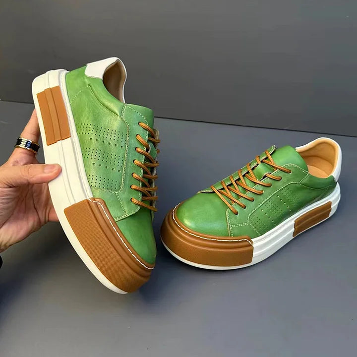 Retro Hollow Leather Sneakers