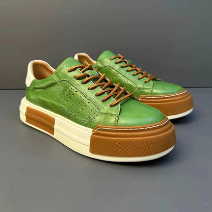 Retro Hollow Leather Sneakers