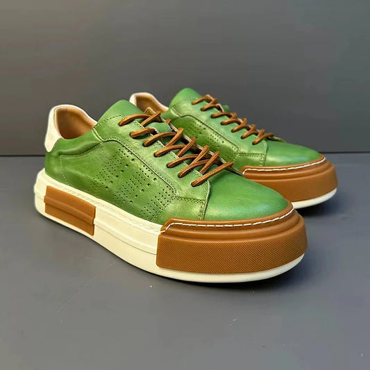 Retro Hollow Leather Sneakers