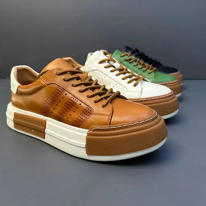 Retro Hollow Leather Sneakers