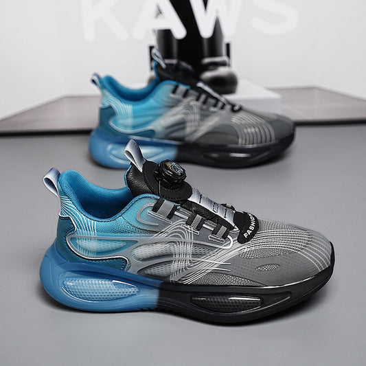 Colorblock Mesh Swivel Buckle Soft-soled Sneakers