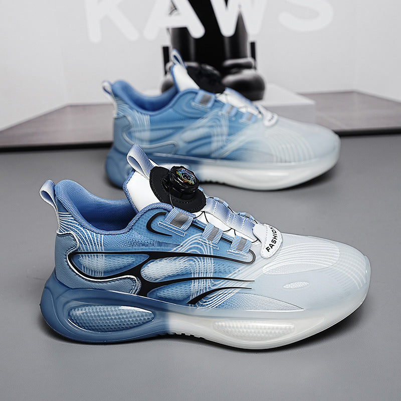 Colorblock Mesh Swivel Buckle Soft-soled Sneakers
