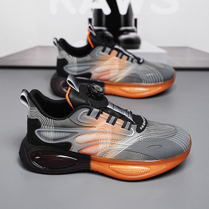 Colorblock Mesh Swivel Buckle Soft-soled Sneakers