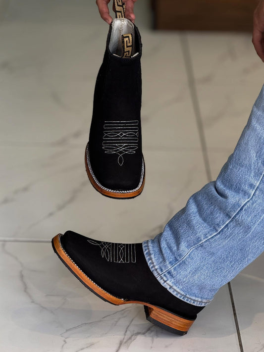 Handmade Embroidered Ankle Boots For Men