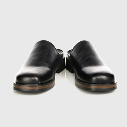 Polished Leather Backless Mules