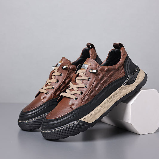 First-layer Cowhide Thick-soled Sneakers