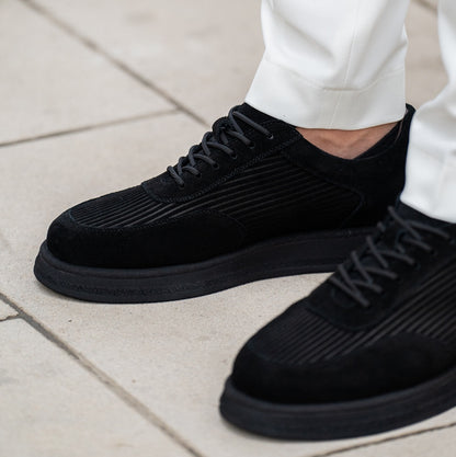 Striped Suede Lace-up Casual Shoes