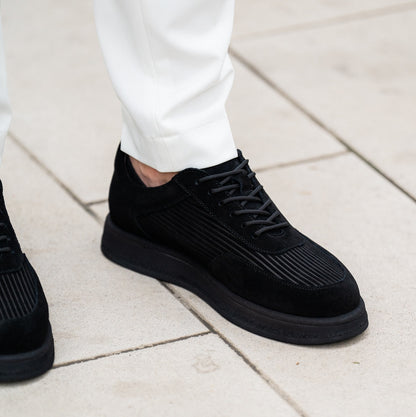 Striped Suede Lace-up Casual Shoes