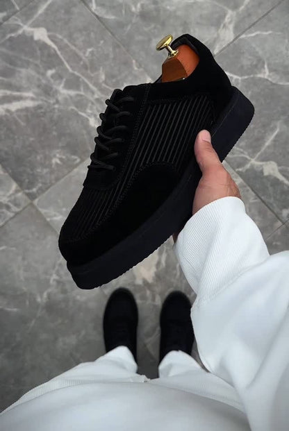 Striped Suede Lace-up Casual Shoes