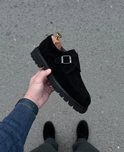 Men's Suede Leather Monk Strap Shoes