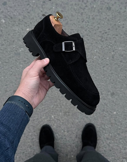 Men's Suede Leather Monk Strap Shoes